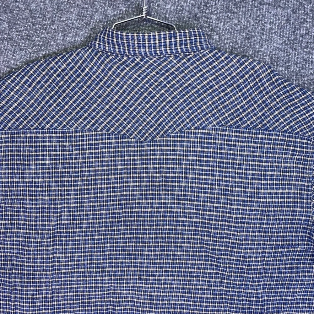 North Crest Shirt Mens XL Blue Plaid Pearl Snap Western Casual Cowboy Flannel‎